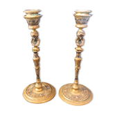 Paire de bougeoirs ancien decor medaillon a l'antique signé F.Barbedienne