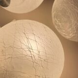 Mid-Century Modern double globe wall light in cracked opaline glass, Switzerland 1960s