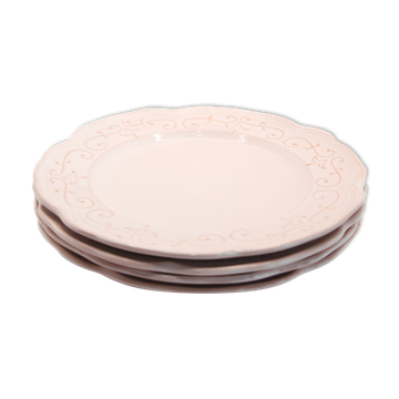Set of 4 plates incised patterns on a white background of Niderviller