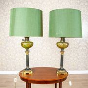 Vintage Pair of Table Lamps in a Classical Style with Decorative Bases and