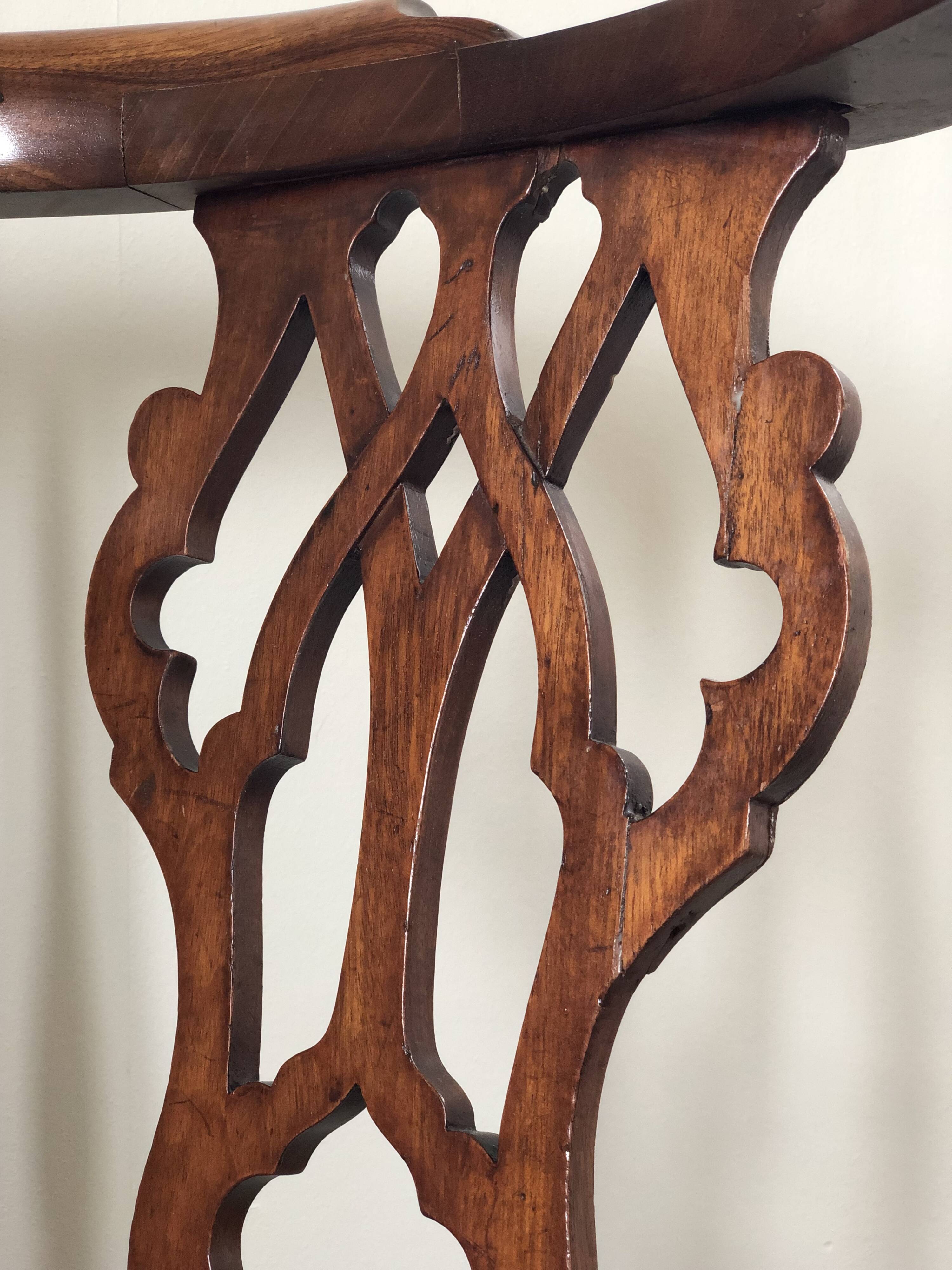 Chaise d'angle géorgienne en acajou sur roulettes, XIXe siècle