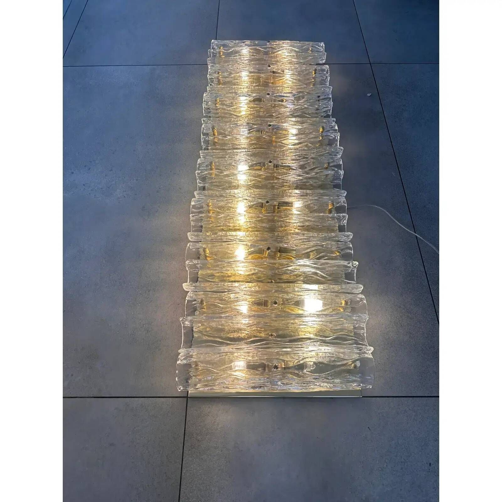 Luxury Italian Murano Glass Brass Wall Sconce / Flush Mount Fixture