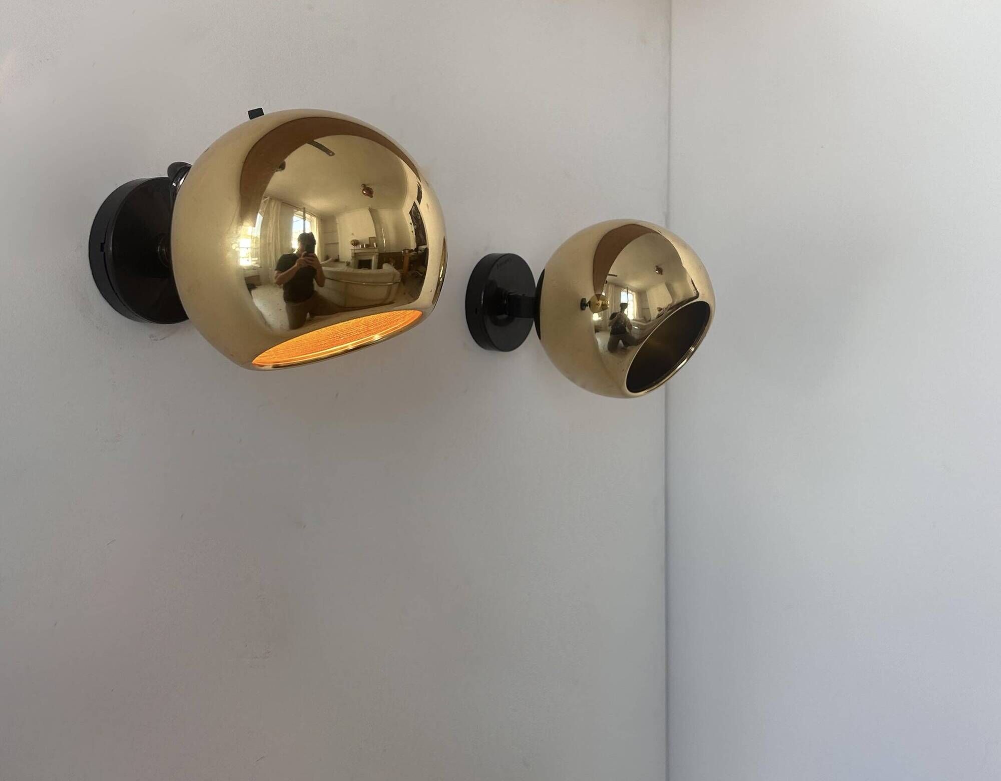 Paire d'applique vintage orientable, laiton, France 1970