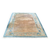 Grand Tapis Chinois Fait Main Laine (230x325 cm) – Beige & Bleu Céladon