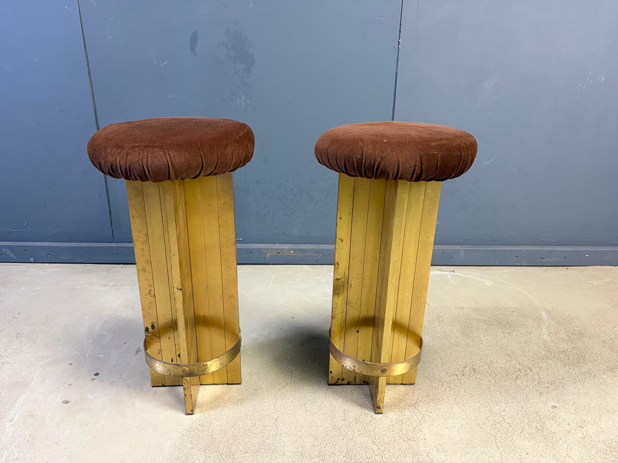 Vintage Italian brass bar stools, 1970s