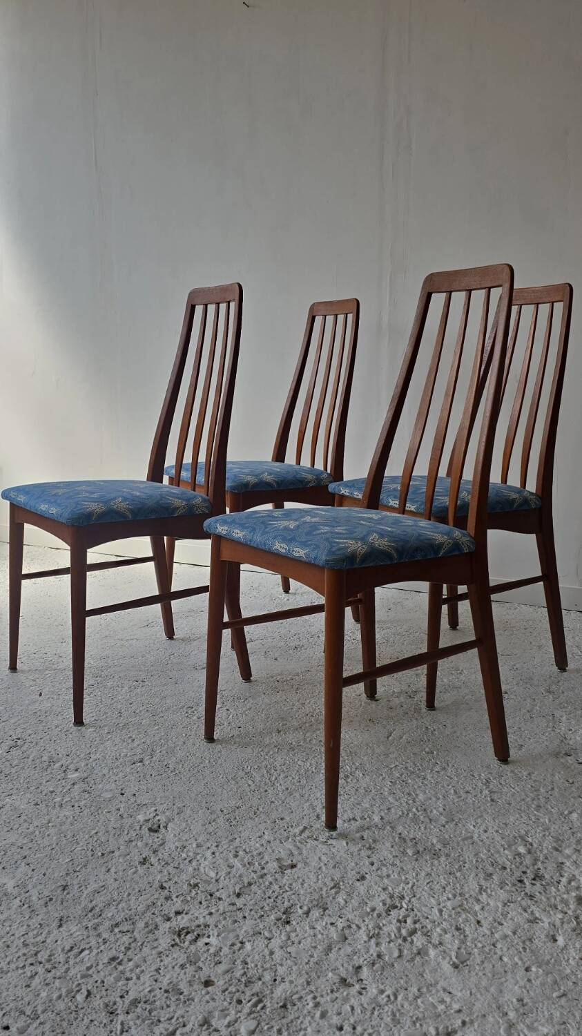Set of 4 "Eva" chairs in teak by Niels Koefoed – Denmark – 1960s