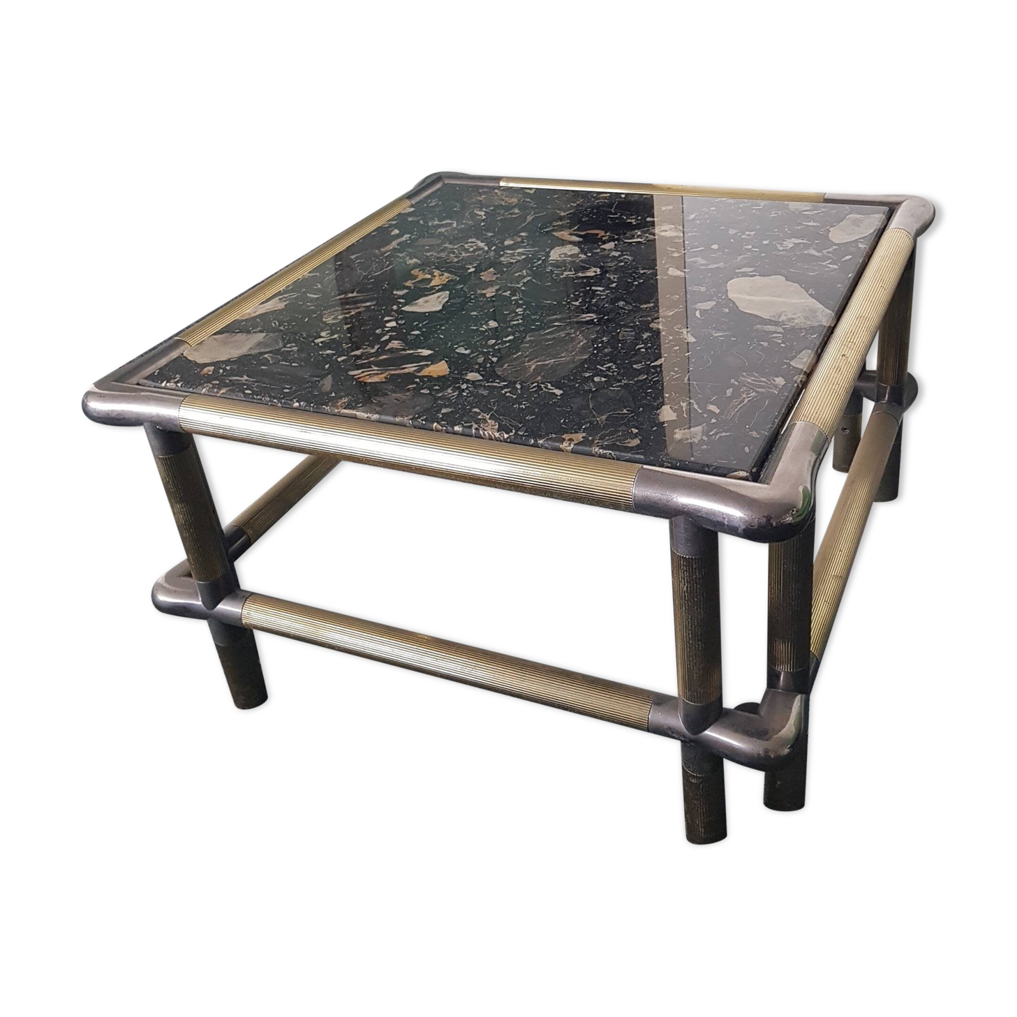 Table basse en marbre et métal, années 70