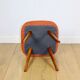 Orange terracotta square vintage stool PRL 1970s