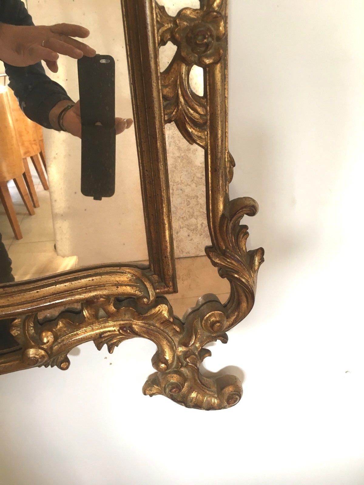 Gilded wooden rockery mirror XX century 140x83cm