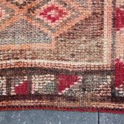Tapis Couloir Tribal Vintage Rouge, Tapis Turc Géométrique, 75x313 Cm