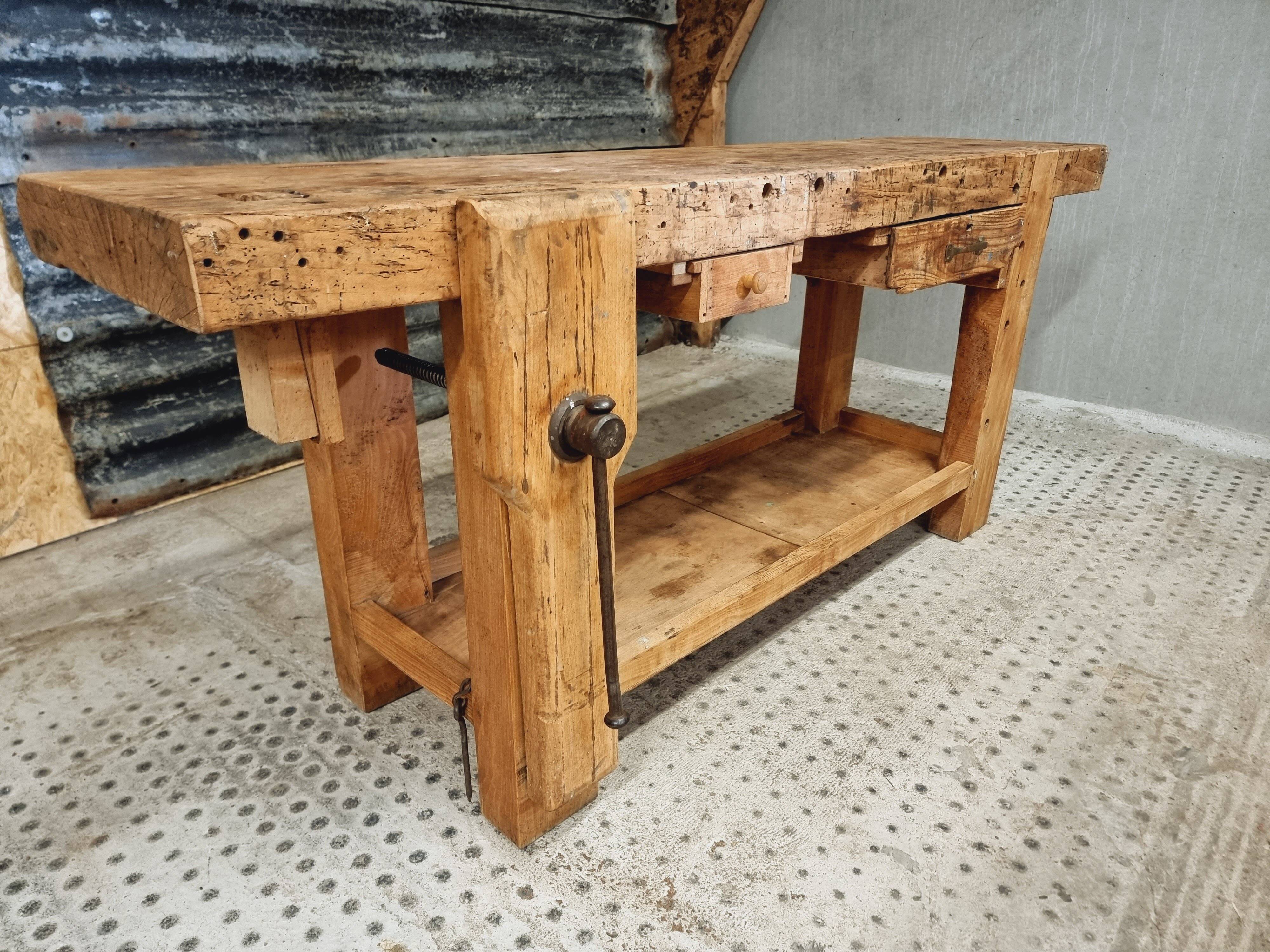 Old workbench side table bathroom furniture 48 x 193 cm