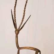 Trio antelope, gazelle and giraffe bronze and brass