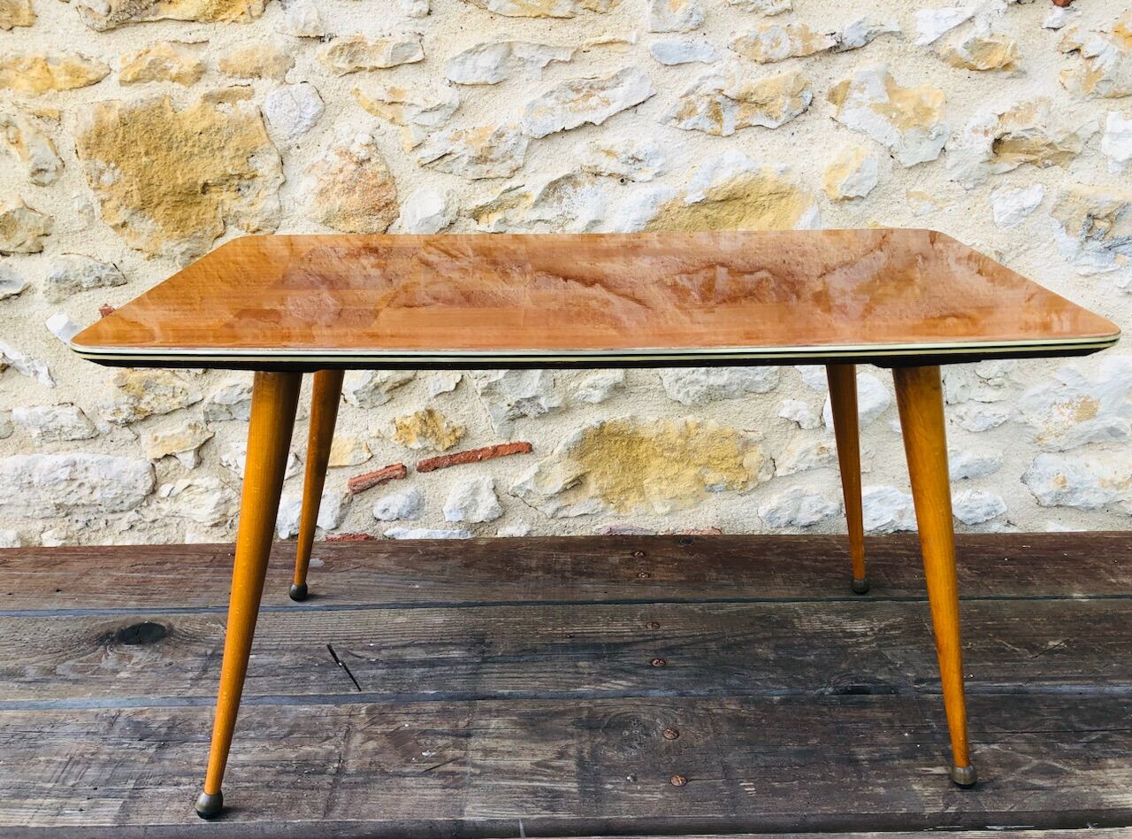 Vintage blond wood coffee table, Circa 60