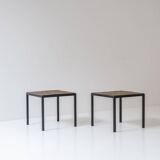 Set of 2 identical square slate stone coffee table from the 1950’s.