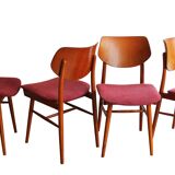Ensemble de quatre chaises de salle à manger tchèques des années 1960 par TON avec une influence scandinave
