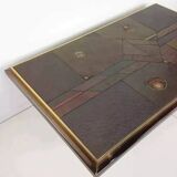 70s Brutalist Coffee Table in Brass, Bronze and Stone
