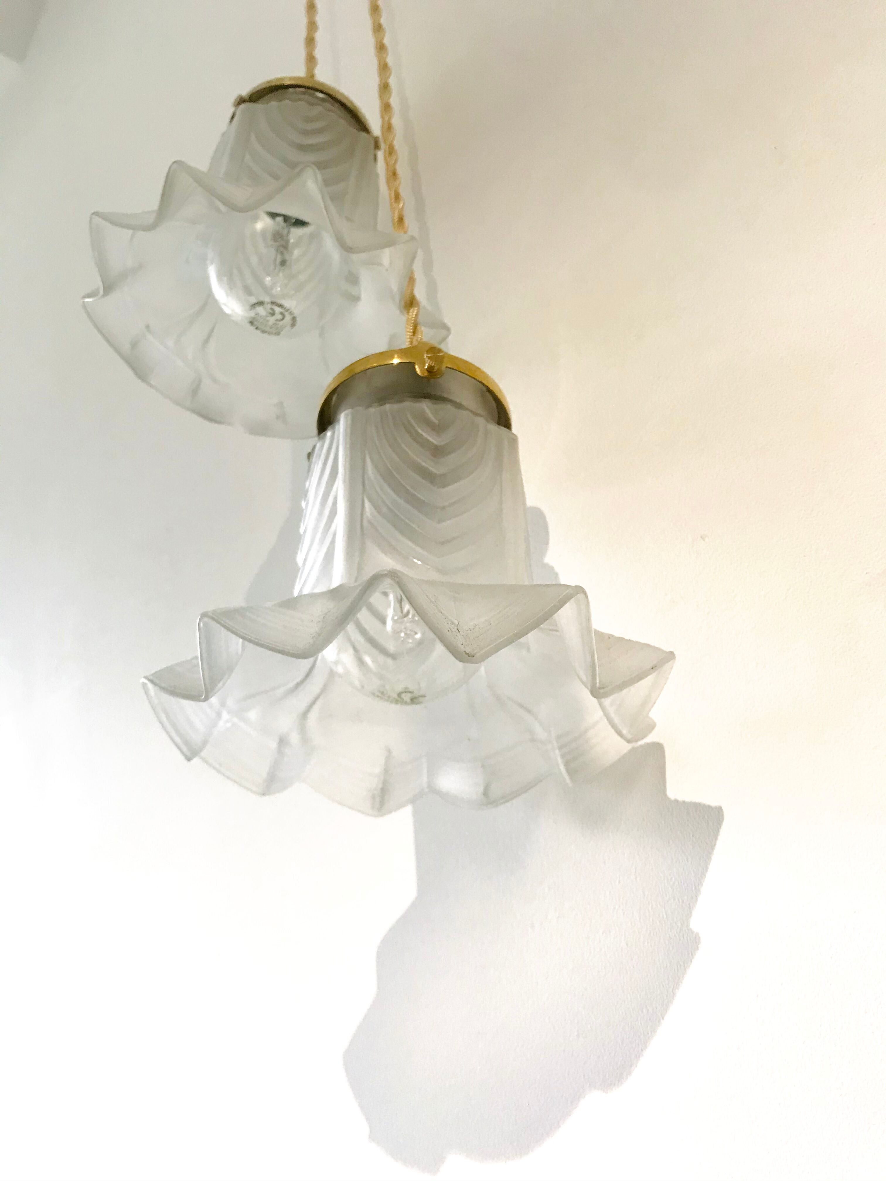 Lot of two art deco hanging lamps