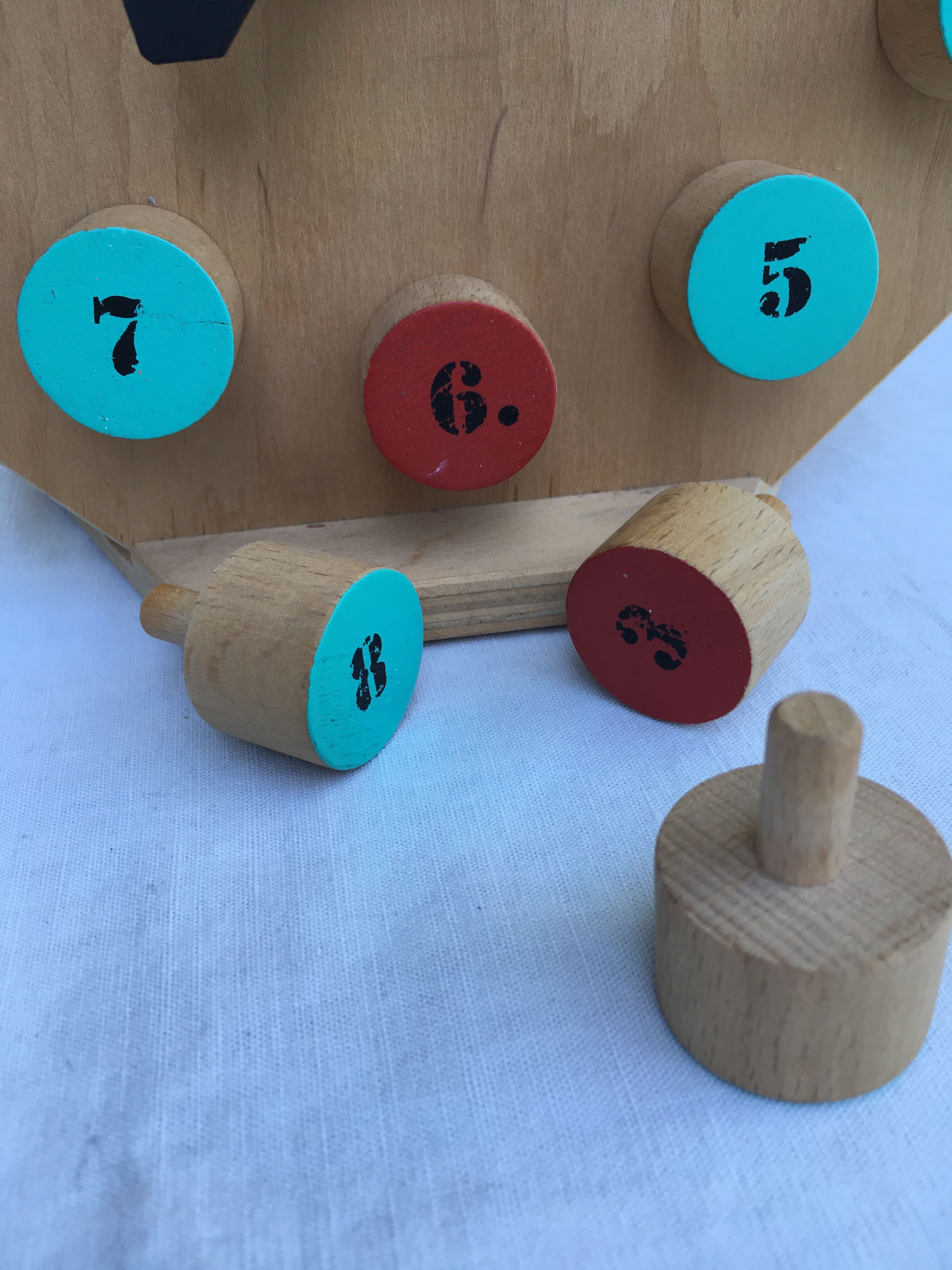 Painted wooden toy clock