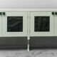 Buffet en legno inserti en pelle verde anni '60 vintage modernariato