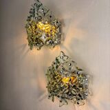 Pair of Murano cut glass wall sconces, Italy, 1970s
