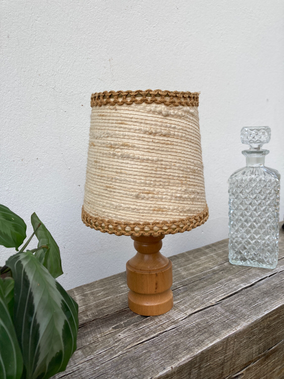 Bedside lamp in wood and wool 1970