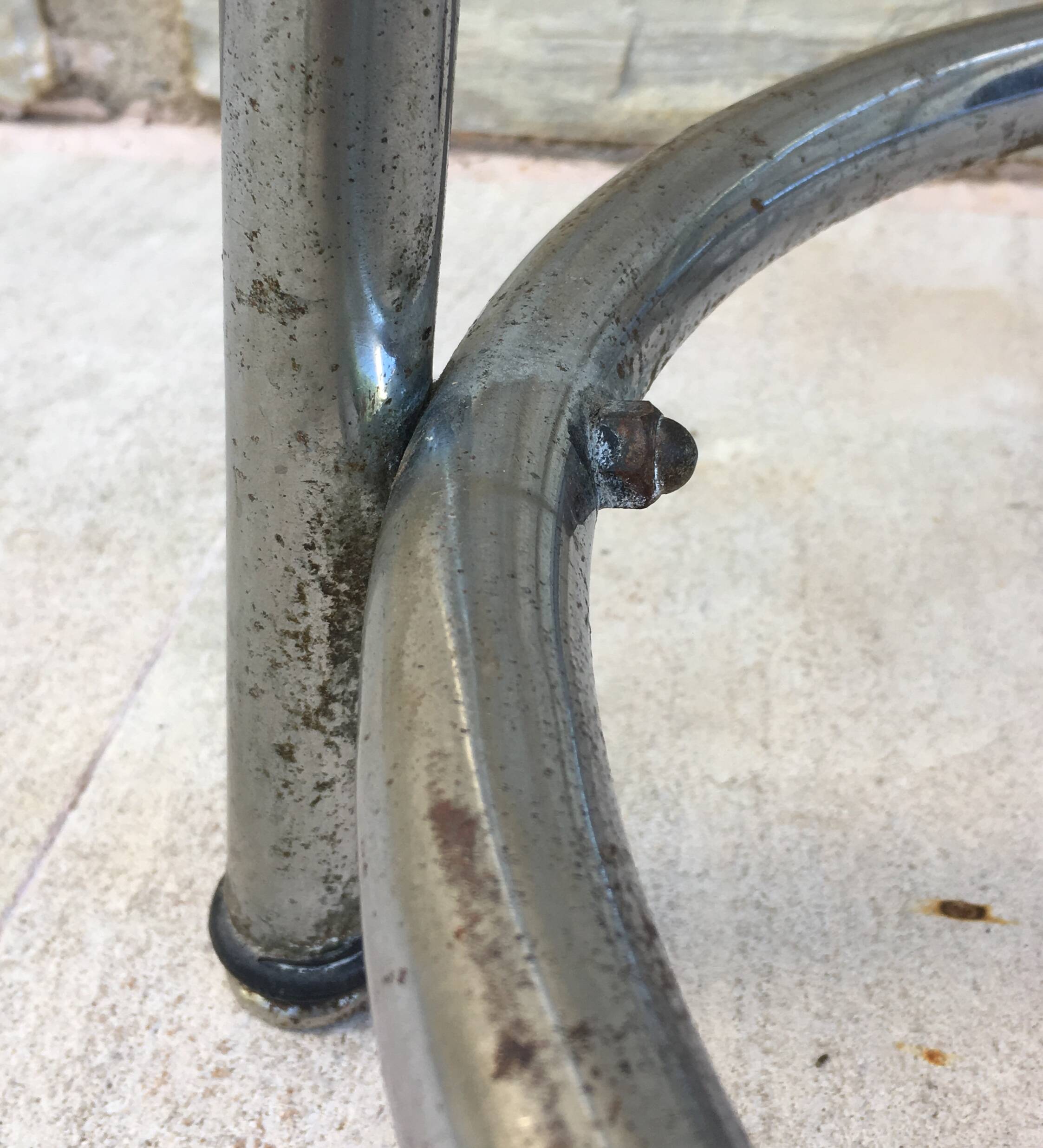 Modernist stool circa 1930 in the style of LC7 by Perriand, Le Corbusier and Jeanneret