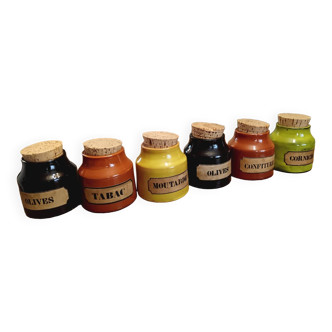 Series of 6 Mado Jolain spice jars