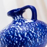 Deep cobalt blue glazed ceramic vase by VEB Haldensleben, mid-century 1960s Fat Lava style