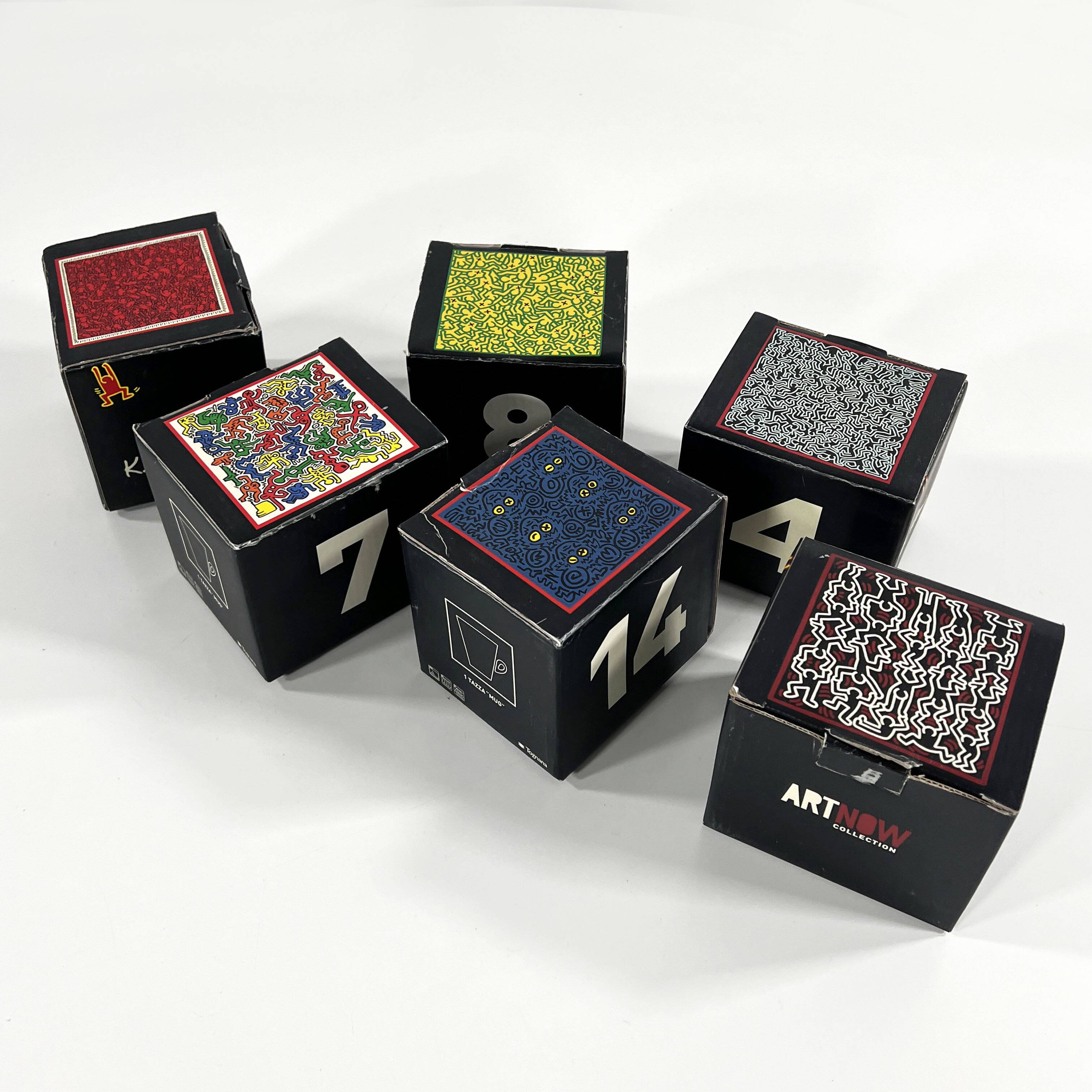 Set of 6 Keith Haring mugs for Tognana, 1990