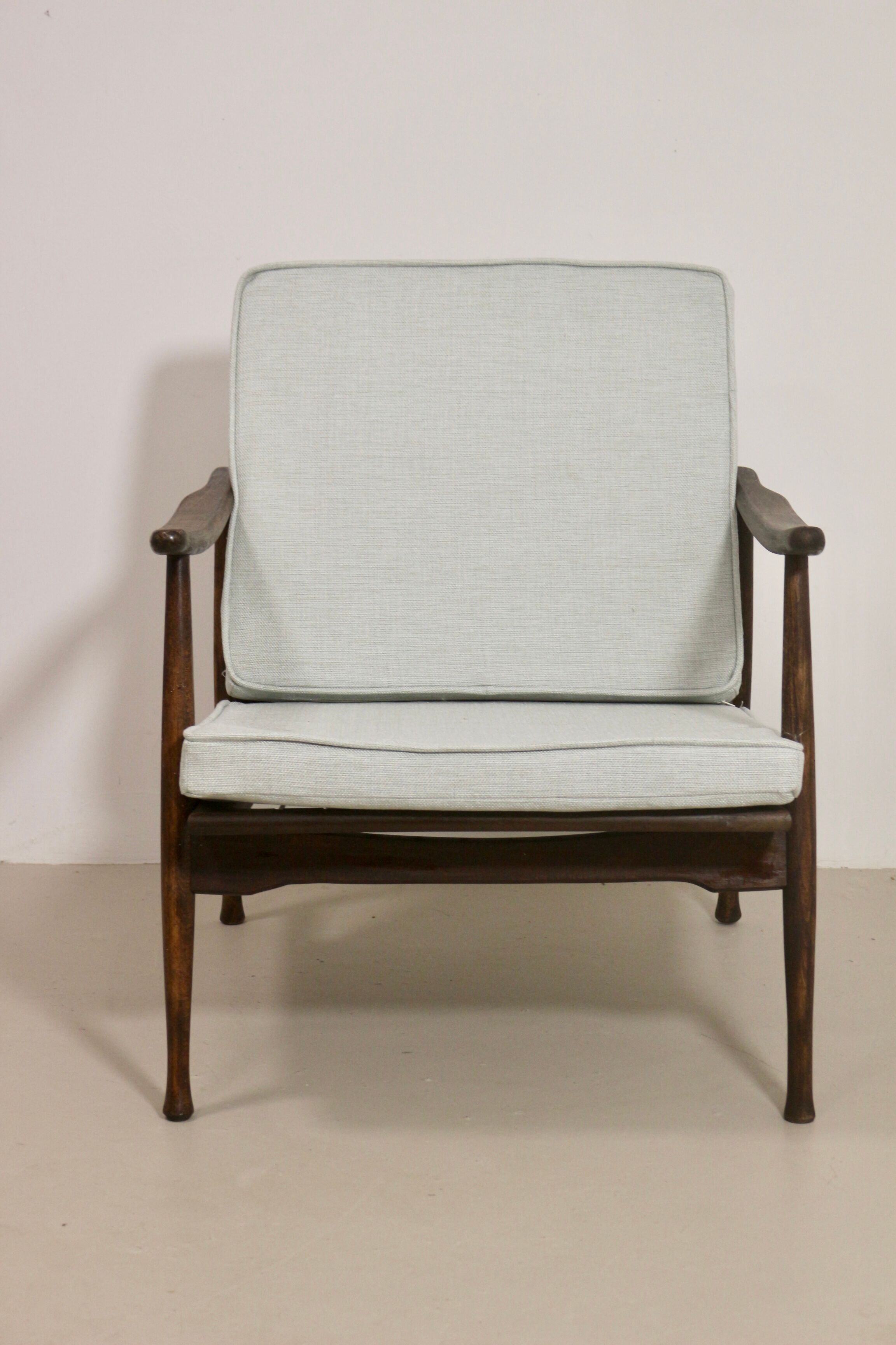 Scandinavian armchair 1960 curved armrests