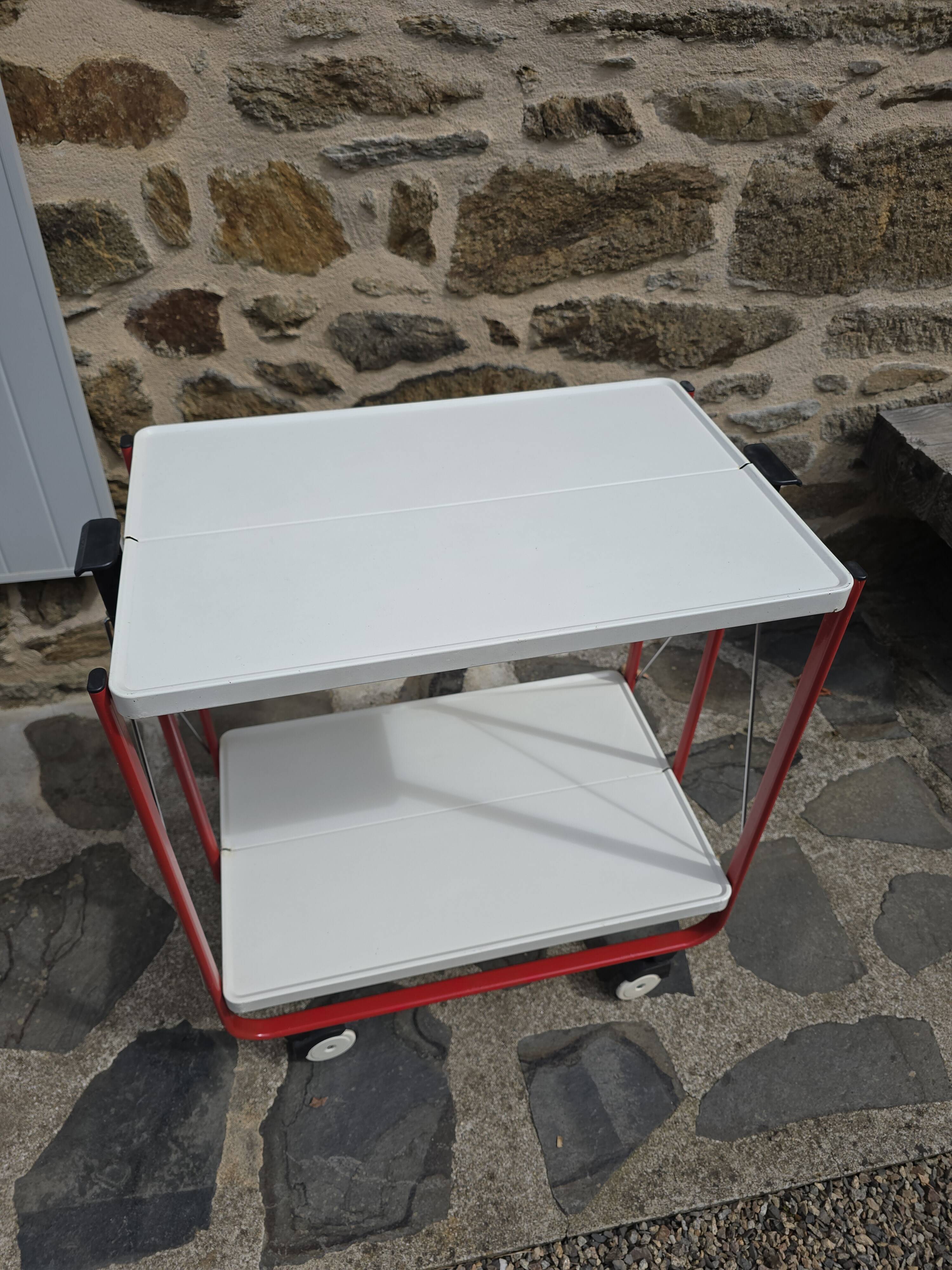 Desserte métal frz par lucien lepoix 1983 pop art vintage roulante pliable