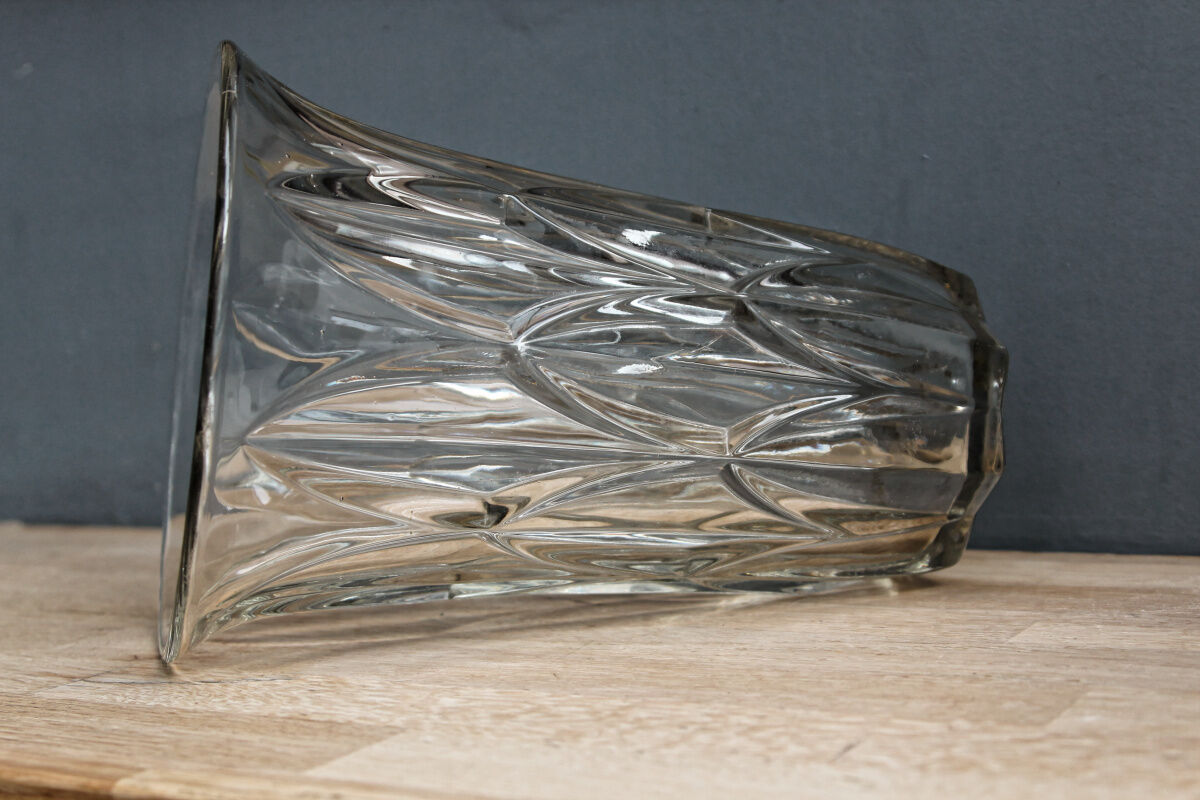 Vase art déco transparent en verre