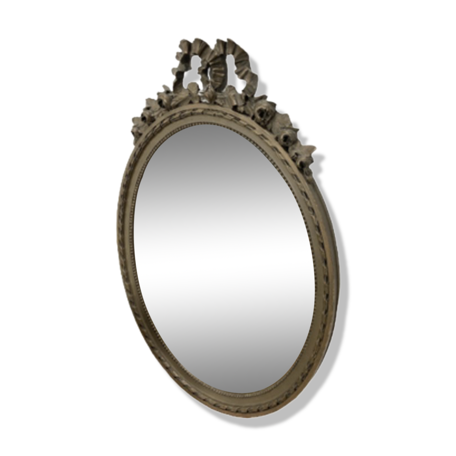 Vintage wooden mirror with arch and flowers