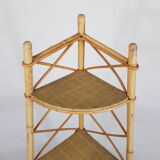 Rattan corner shelf
