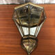 Old brass wall lamp + glass + vintage mirror back