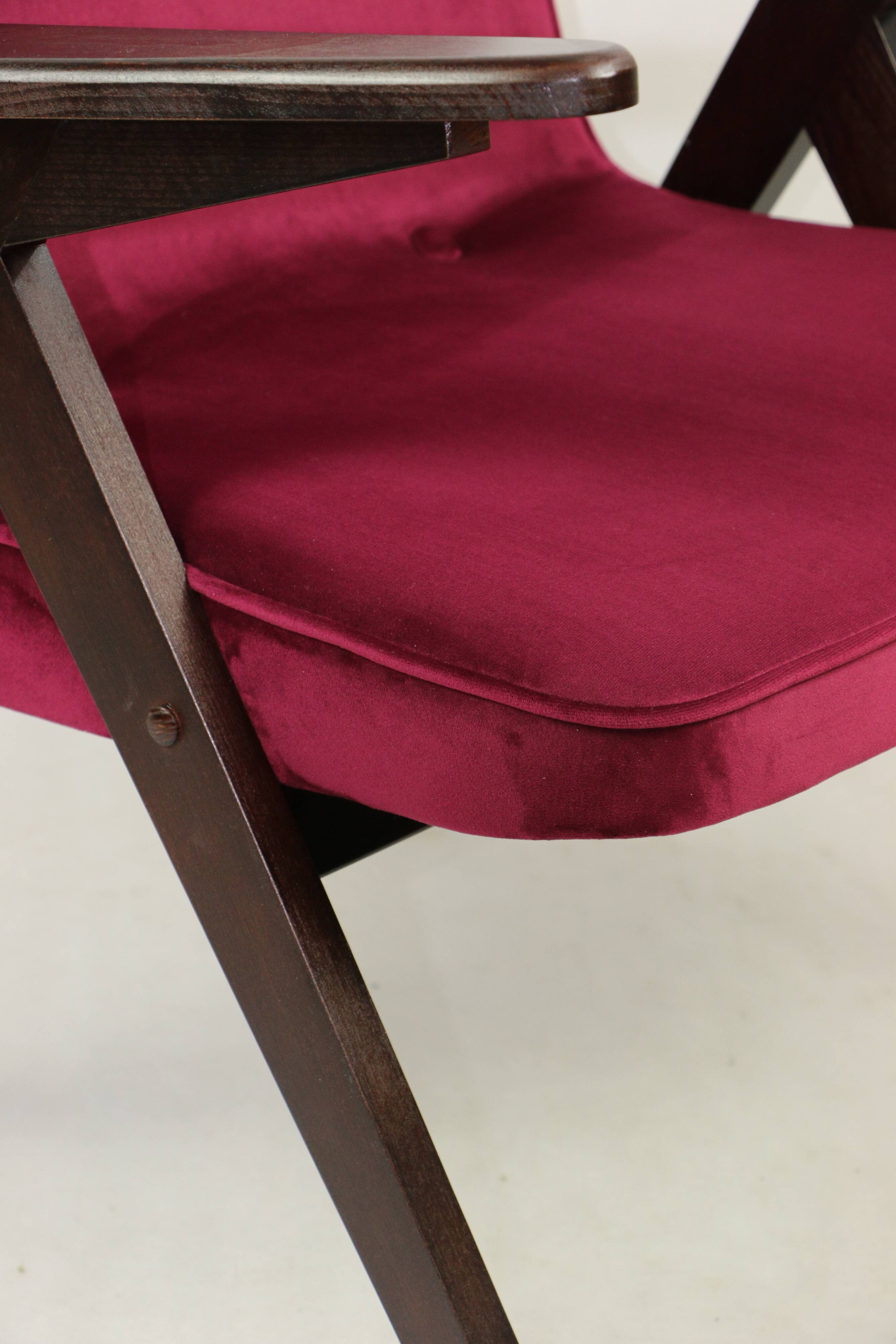 Burgundy Raspberry Bunny Armchair by Józef Chierowski
