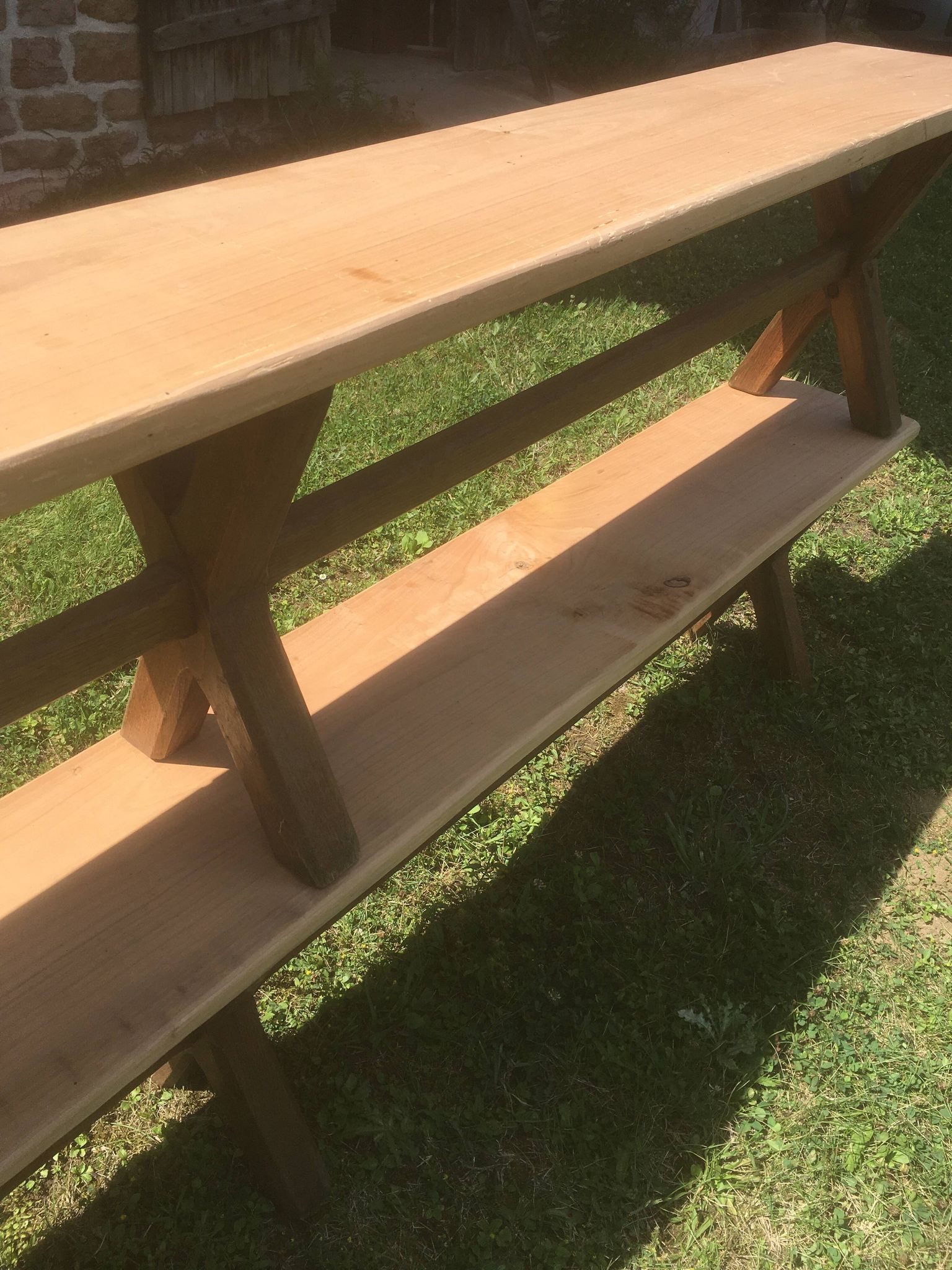 Pair of benches in oak and cherry 250x29x45