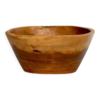 Olive wood salad bowl signed Dubosq