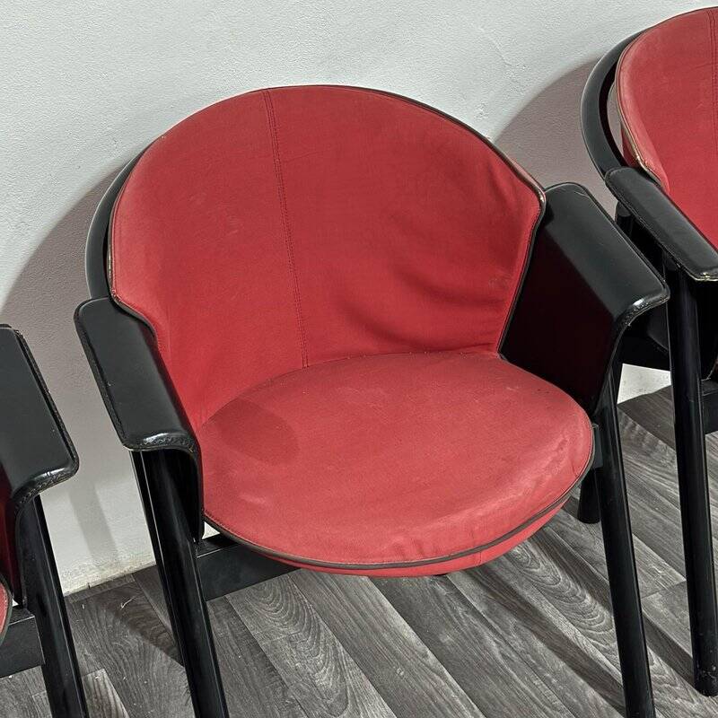 Modern Chairs in Lacquered Wood and Fabric from Pozzi & Verga, 1970s, Set of 4