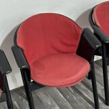 Modern Chairs in Lacquered Wood and Fabric from Pozzi & Verga, 1970s, Set of 4