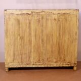 Antique art deco desk in Burmese teak with yellow patina - original ecru