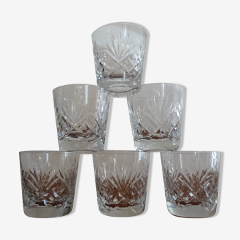 6 verre whisky cristal taillé modèle Chantilly signés, Cristal Saint Louis