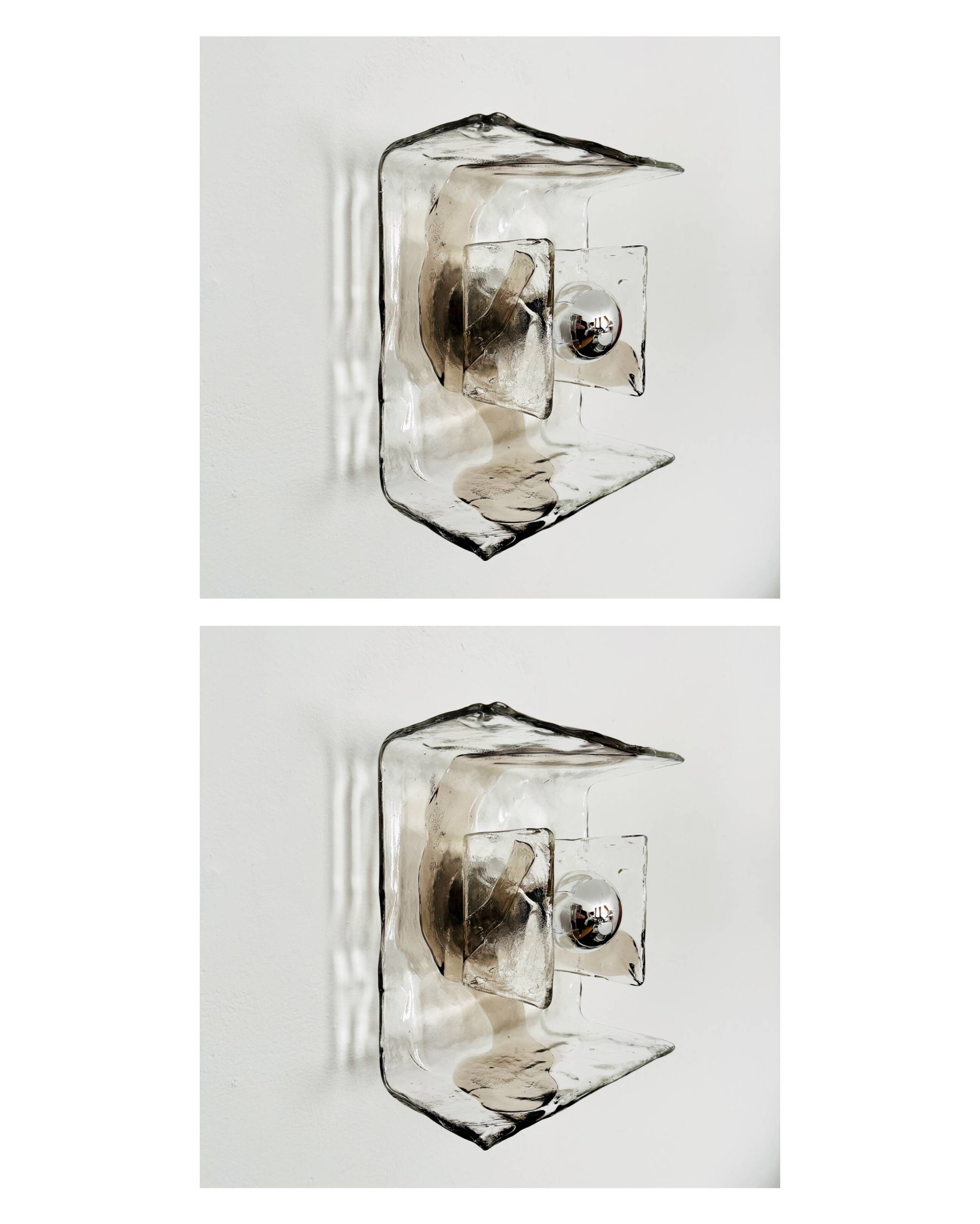 Set of 2 Murano Glass Wall or Ceiling Lamps by Carlo Nason for Mazzega