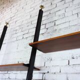 1950s mid-century wall unit teak and iron folding desk & cabinet module