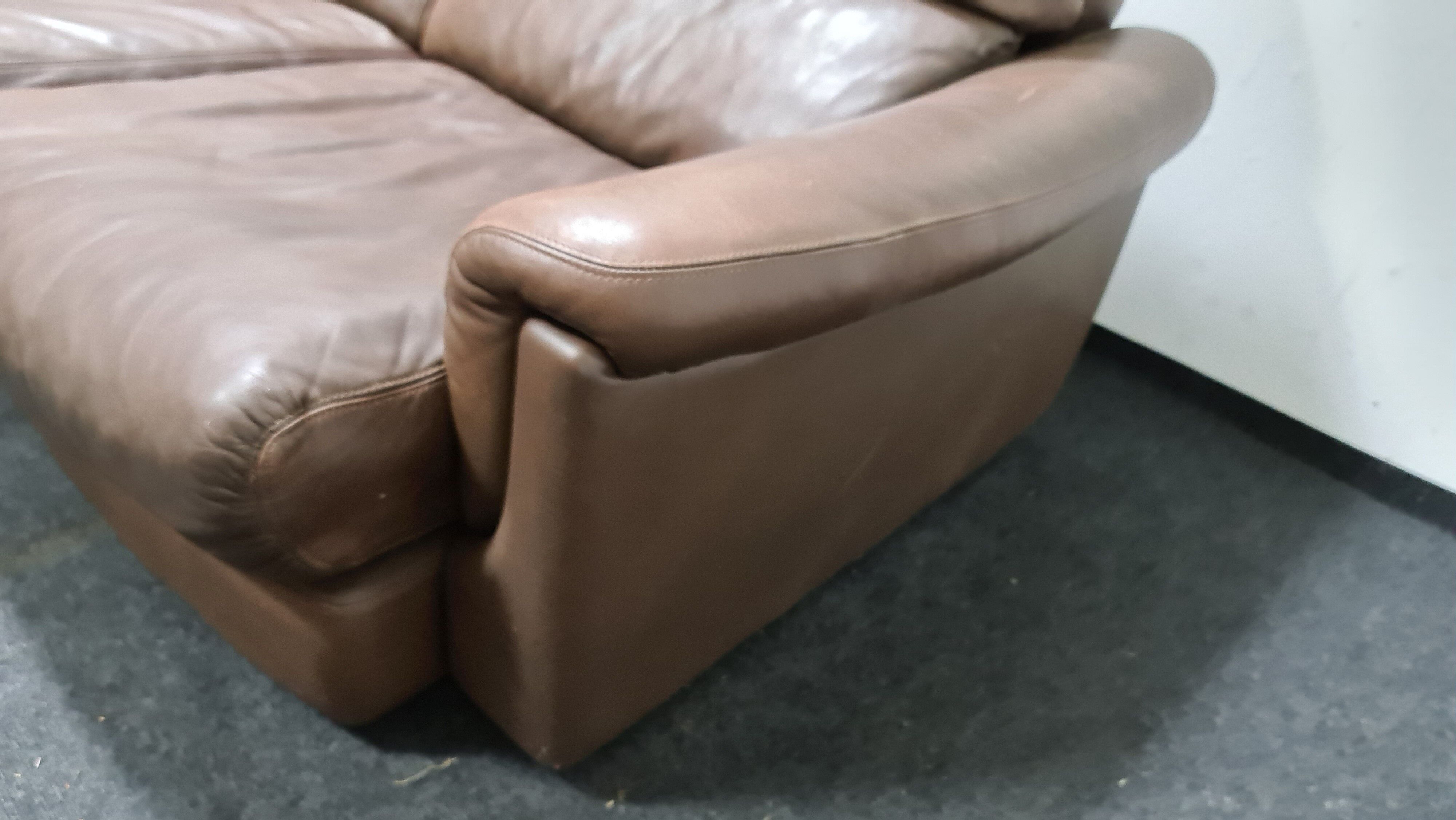 Canapé vintage en cuir brun par Rolf Benz