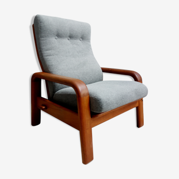 Teak and Grey highback chair by Dyrlund 1970s