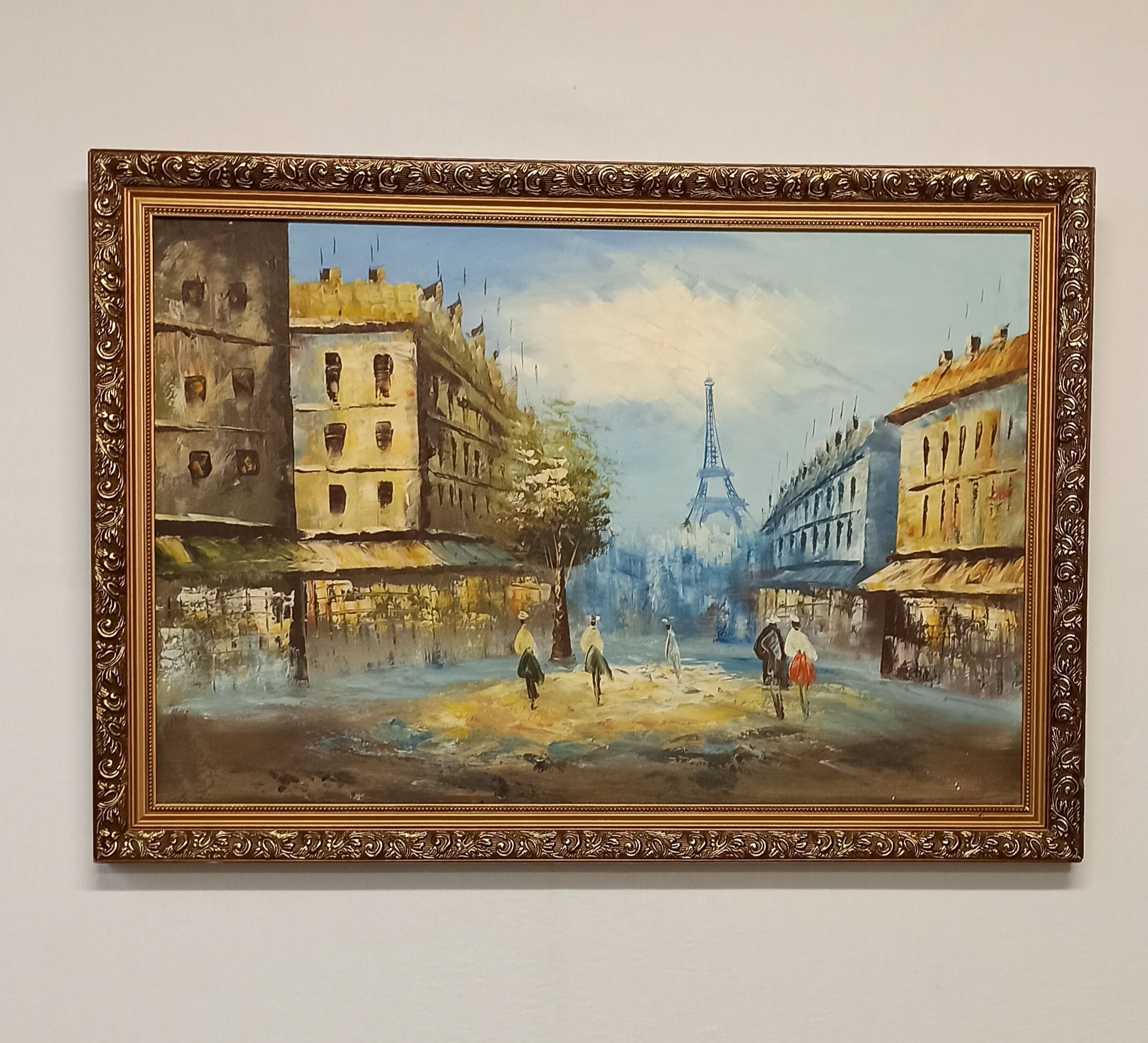 Painting framed by a view of Paris