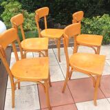 Suite of five bistro chairs feet with hoops / vintage 50s-60s