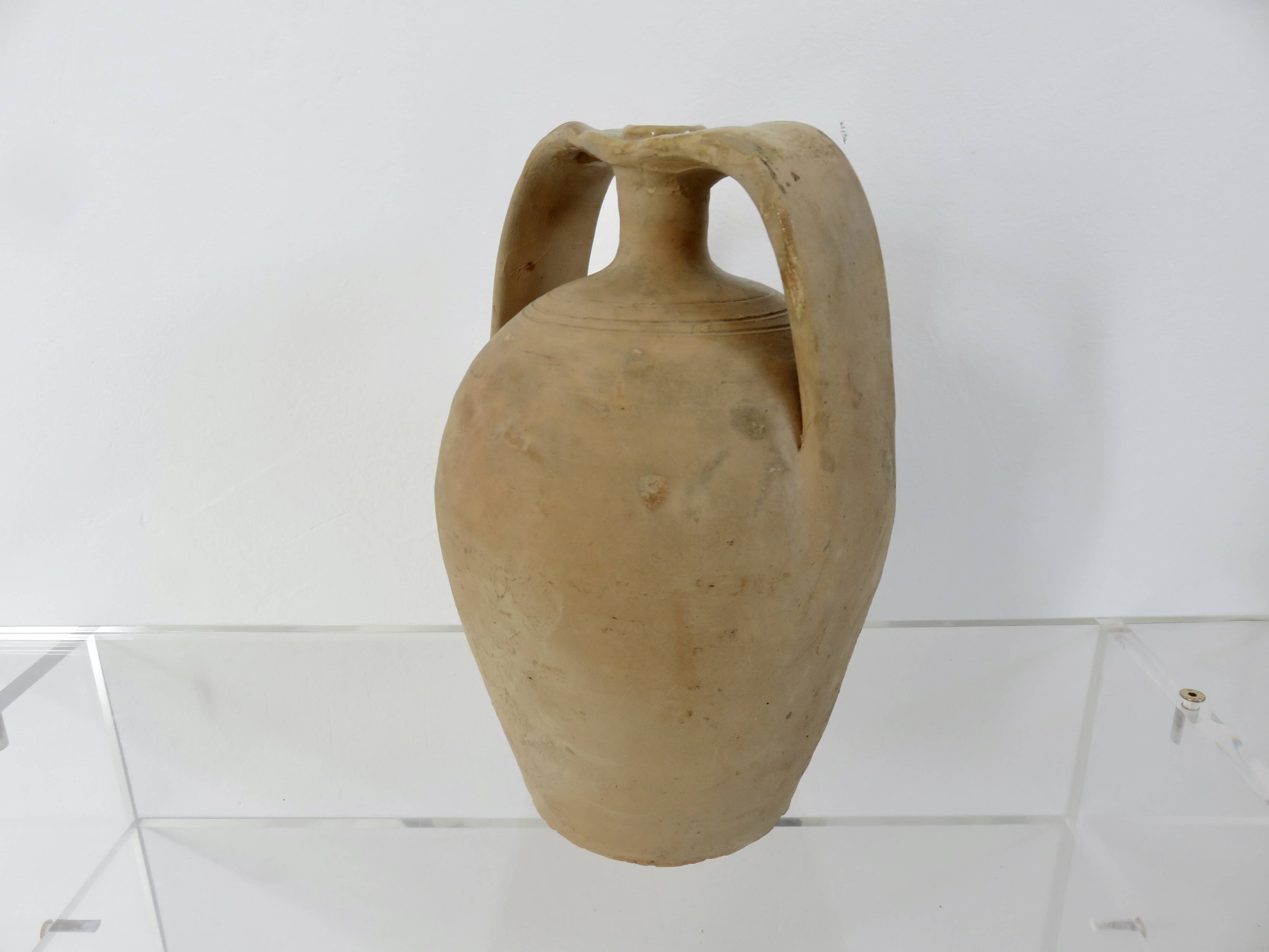 Jar, amphora, vase, in terracotta with handles, southern France, 1950