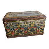Large old mosaic metal box